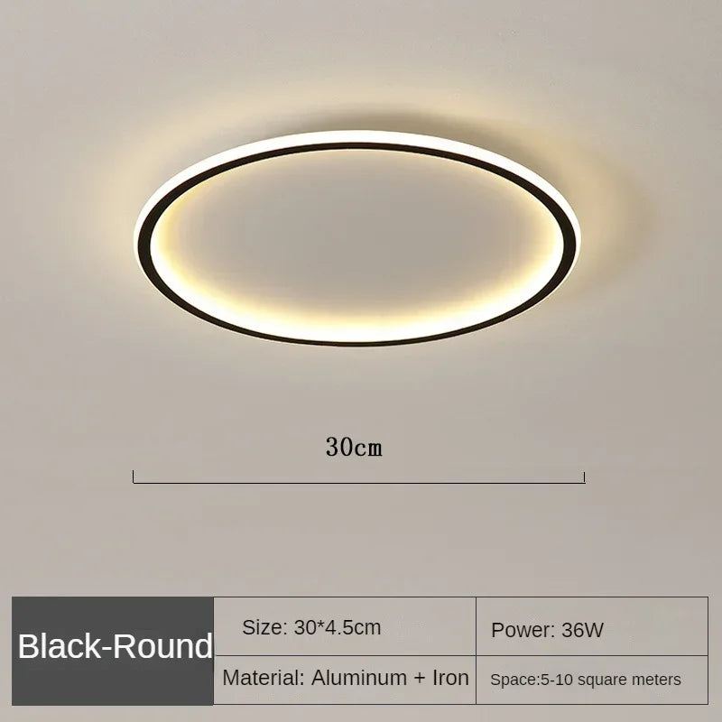 Scandinavian Round Ceiling Lamp - NordicGlow-30cm Black-Natural White (no remote)-State of Style