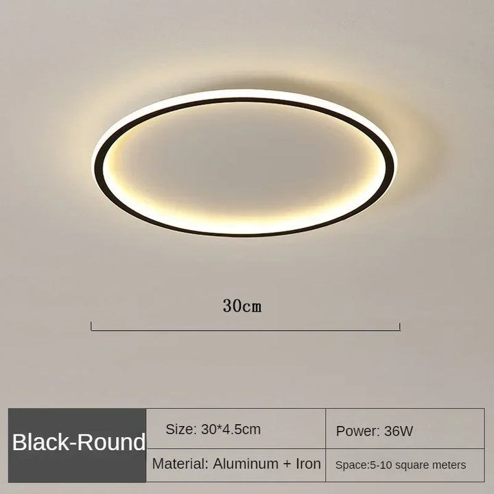 Scandinavian Round Ceiling Lamp - NordicGlow-30cm Black-Natural White (no remote)-State of Style