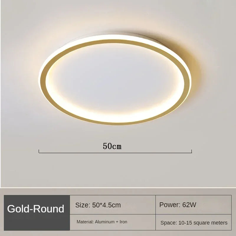 Scandinavian Round Ceiling Lamp - NordicGlow-50cm Gold-Natural White (no remote)-State of Style