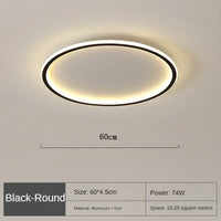Scandinavian Round Ceiling Lamp - NordicGlow-60cm Black-Natural White (no remote)-State of Style