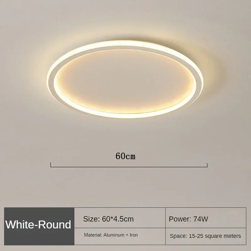 Scandinavian Round Ceiling Lamp - NordicGlow-60cm White-Natural White (no remote)-State of Style