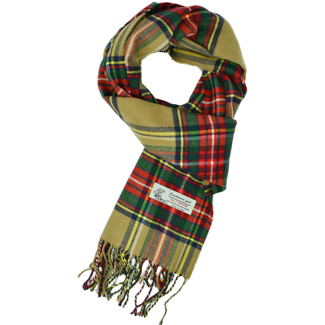 Scottish Stewart Tartan Winter Scarf – Ewan-Beige Stewart Tartan-State of Style