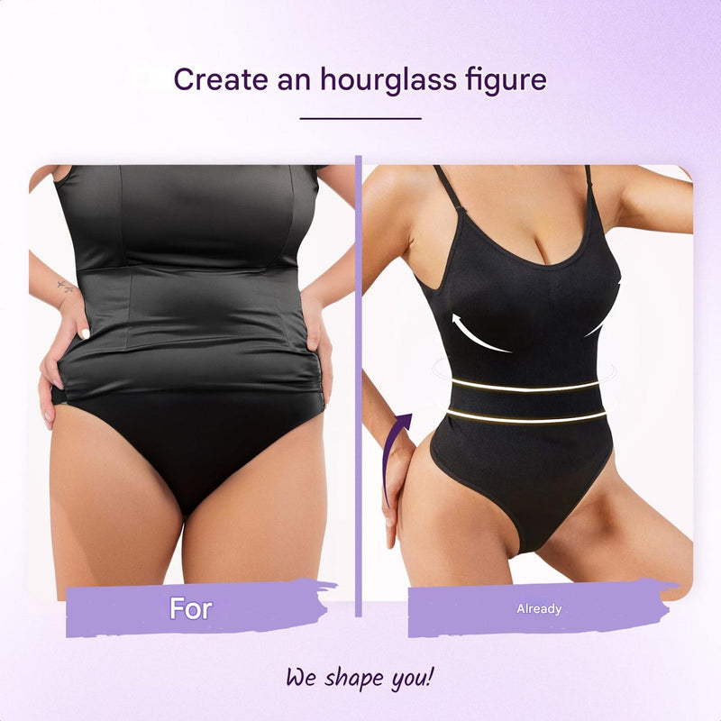 SculptEase Corrective Seamless Bodysuit String-Black-S-State of Style