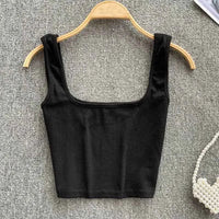 Seamless Cropped Tank Top in Solid Colour – Zayra-Black-S-State of Style