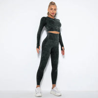 Seamless Women's Yoga Set with Cropped Top - Nova-Black-L-State of Style