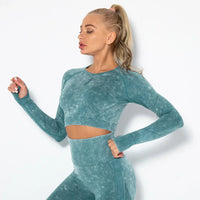Seamless Women's Yoga Set with Cropped Top - Nova-Burgundy-S-State of Style