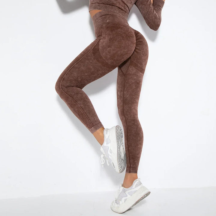 Seamless Women's Yoga Set with Cropped Top - Nova-Burgundy-S-State of Style