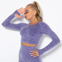 Seamless Women's Yoga Set with Cropped Top - Nova-Burgundy-S-State of Style