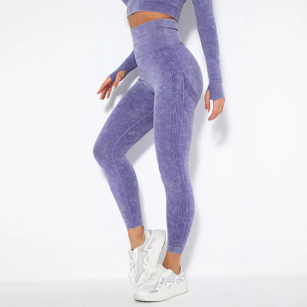 Seamless Women's Yoga Set with Cropped Top - Nova-Burgundy-S-State of Style