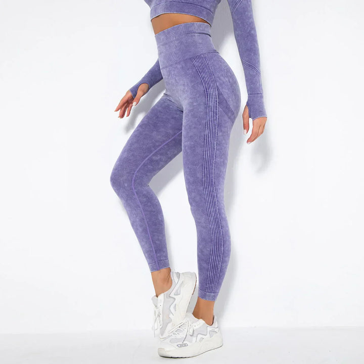 Seamless Women's Yoga Set with Cropped Top - Nova-Burgundy-S-State of Style