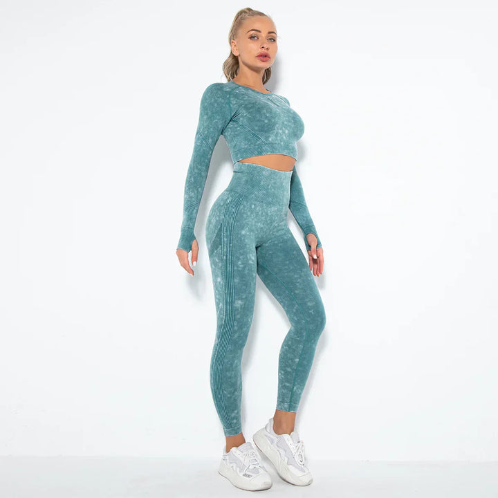 Seamless Women's Yoga Set with Cropped Top - Nova-Dark Green-L-State of Style