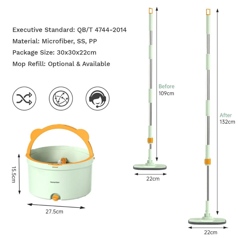 Self-Rotating Flat Mop with Bucket - Spin Mop-Set 1-State of Style