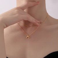 Selina Green Diamond Double Crescent Moon Necklace-State of Style
