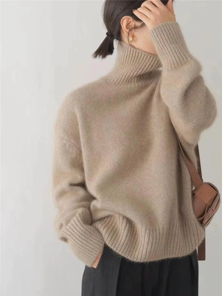 Seraphina Cashmere Ladies' Roll Neck Jumper-Beige-S-State of Style