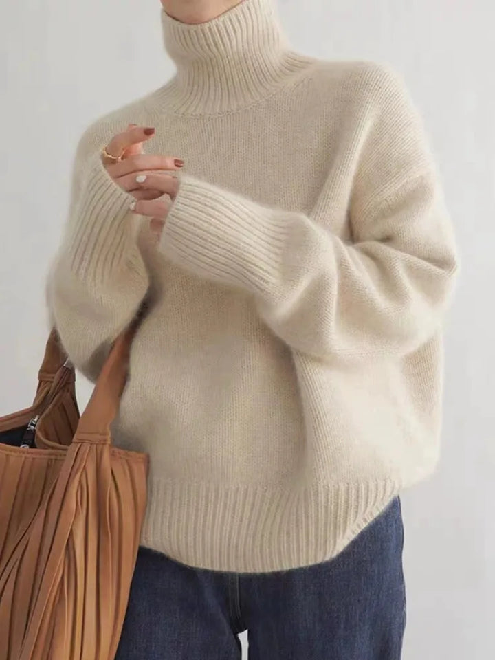 Seraphina Cashmere Ladies' Roll Neck Jumper-Beige-S-State of Style