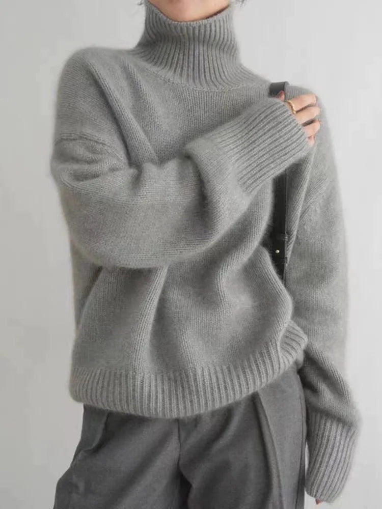 Seraphina Cashmere Ladies' Roll Neck Jumper-Grey-S-State of Style