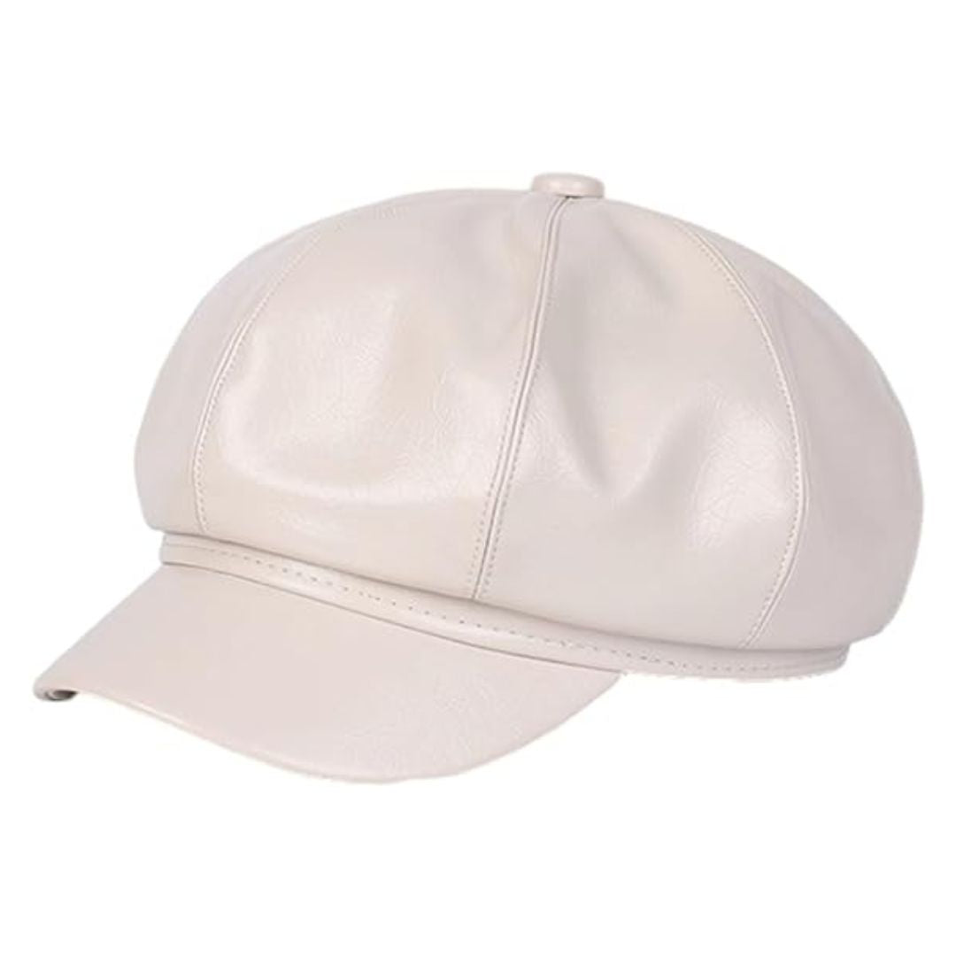 Serene Leather Beret | Stylish and Cool-Beige-State of Style