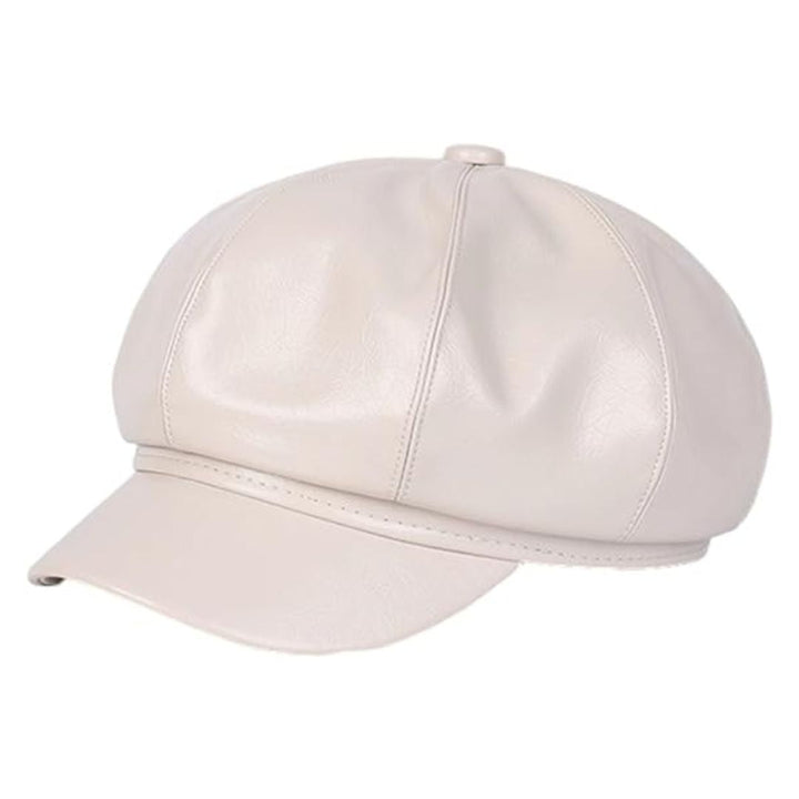 Serene Leather Beret | Stylish and Cool-Beige-State of Style