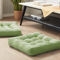 Set of 2 Meditation Cushions - Large Tufted Corduroy Cushions-Green-State of Style