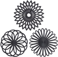 Set of 3 Silicone Coasters: Heat Resistant Heat Pads-Black-State of Style