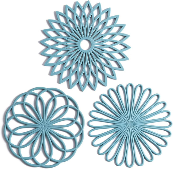 Set of 3 Silicone Coasters: Heat Resistant Heat Pads-Blue-State of Style