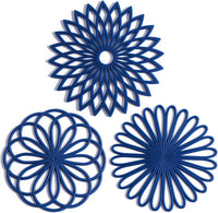 Set of 3 Silicone Coasters: Heat Resistant Heat Pads-Dark blue-State of Style