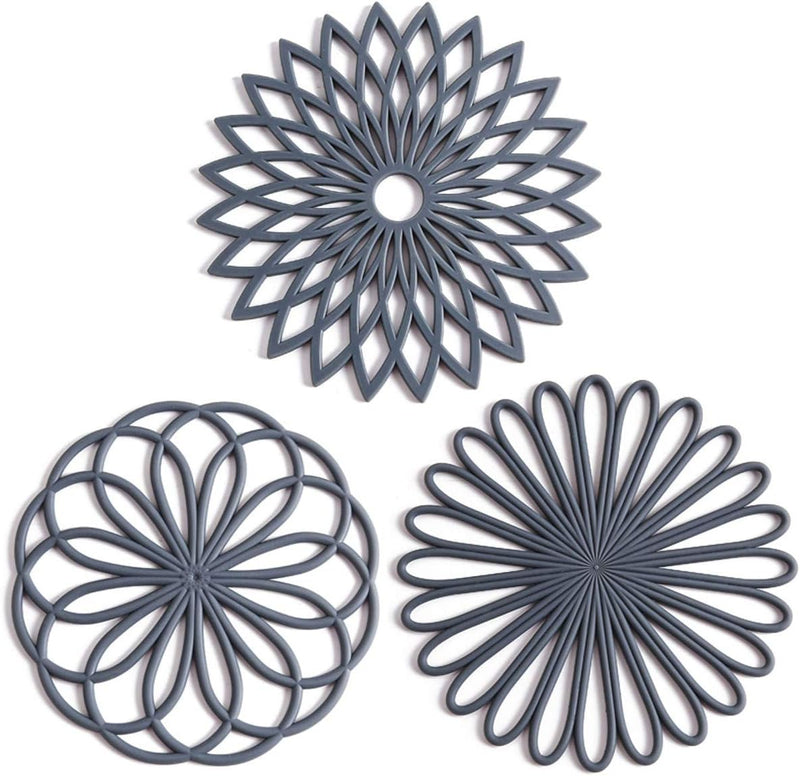 Set of 3 Silicone Coasters: Heat Resistant Heat Pads-Grey-State of Style