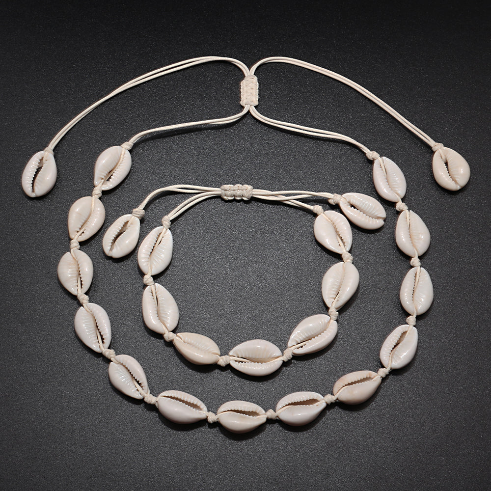 Shell Band | Shell Necklace & Bracelet-Classic (Natural Shell Colour - White/Cream)-State of Style