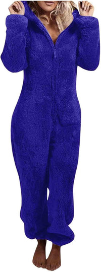 Sherpa Fuzzy Onesie with Hood - CozyCat-Fel Blue-S-State of Style