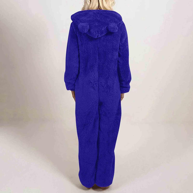 Sherpa Fuzzy Onesie with Hood - CozyCat-Olive green-S-State of Style