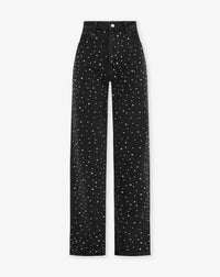 Shiny Denim Jeans - StarStruck-S-Black Held Pearls-State of Style