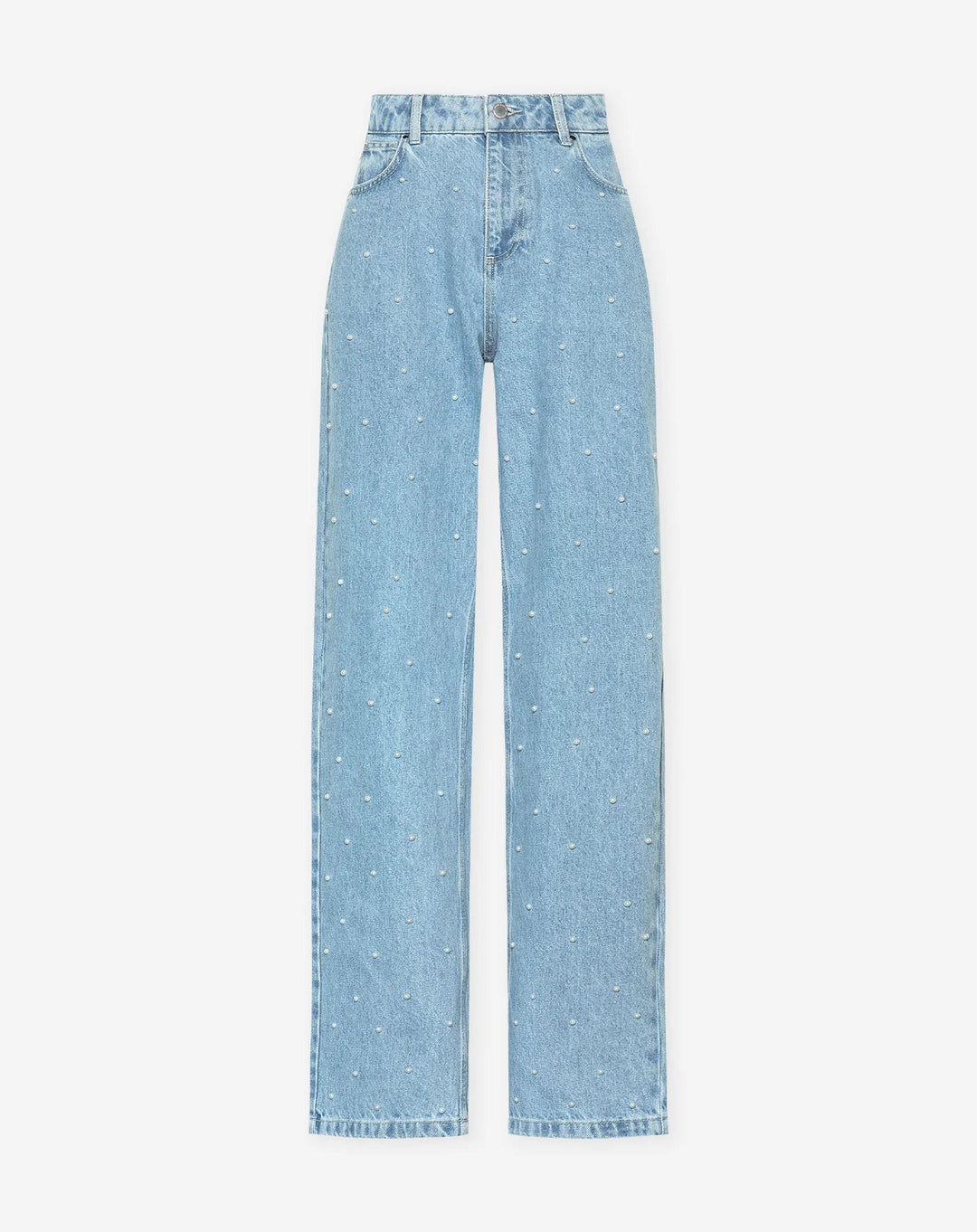 Shiny Denim Jeans - StarStruck-S-Light Blue with Pearls-State of Style