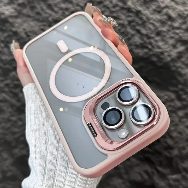 Shockproof Magnetic Phone Case with Glass Lens Guard & Stand