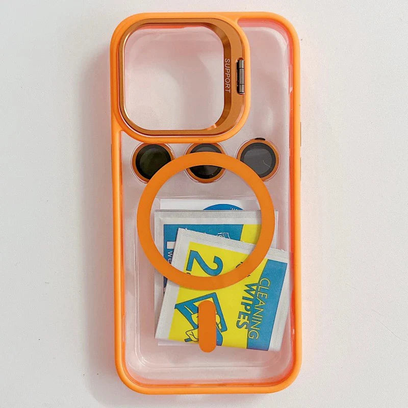 Shockproof Magnetic Phone Case with Glass Lens Guard & Stand