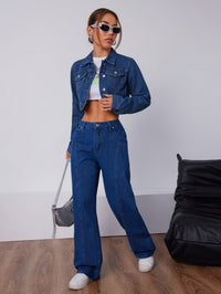 Short Fitted Denim Jacket in Vintage Blue - Elise-XS-State of Style