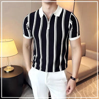 Short-sleeved polo shirt with zipper for men - Silvano-White-S-State of Style