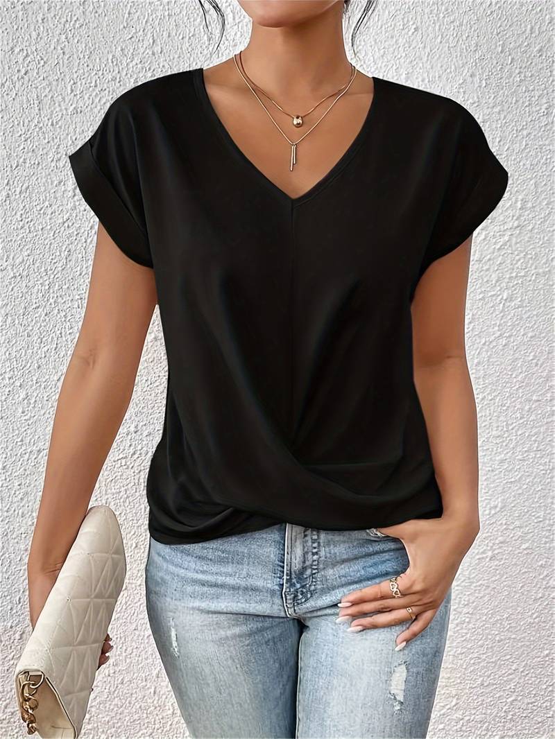 Short-Sleeved Women's T-Shirt – Romy-S-Black-State of Style