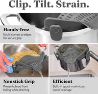 Silicone Clip-On Strainer – Heat-Resistant Colander for Pasta & Vegetables-Grey-State of Style