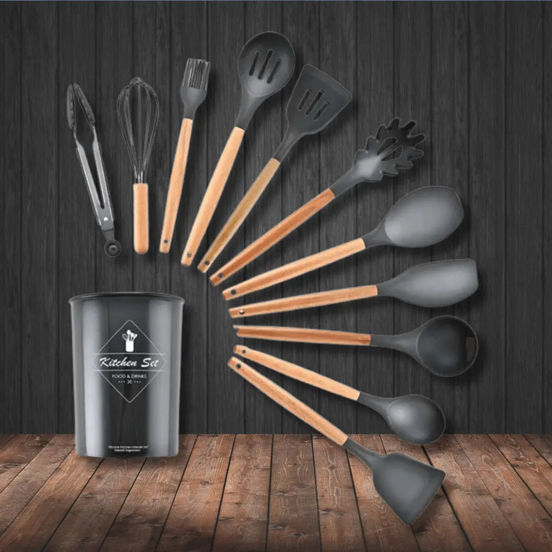 Silicone Kitchen Utensil Set - FlexiChef-Black-State of Style