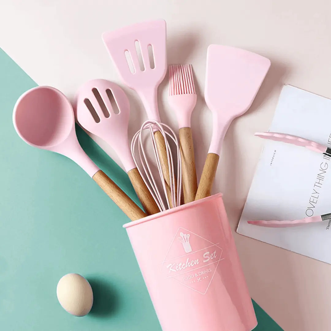 Silicone Kitchen Utensil Set - FlexiChef-Pink-State of Style