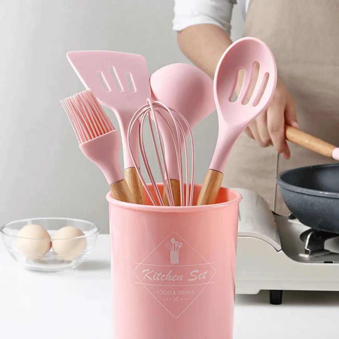 Silicone Kitchen Utensil Set - FlexiChef-Pink-State of Style