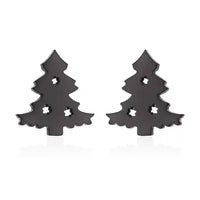 Silver Christmas Stud Earrings | Festive Women's Jewellery-CHRISTMAS TREE-BLACK-State of Style