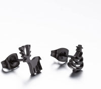 Silver Christmas Stud Earrings | Festive Women's Jewellery-CHRISTMAS TREE / REINDEER-BLACK-State of Style