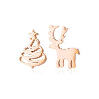 Silver Christmas Stud Earrings | Festive Women's Jewellery-CHRISTMAS TREE / REINDEER-ROSE GOLD-State of Style