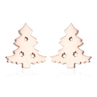 Silver Christmas Stud Earrings | Festive Women's Jewellery-CHRISTMAS TREE-ROSE GOLD-State of Style