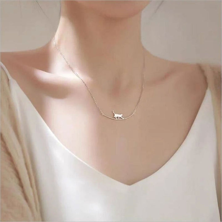 Silver Climbing Cat Necklace - Felina-State of Style