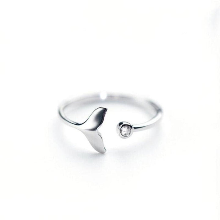 Silver Dolphin Tail Ring with Adjustable Zirconia - Marinel-State of Style