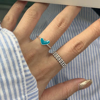 Silver Heart Ring with Blue Drop Detail - Ameline-State of Style