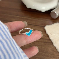 Silver Heart Ring with Blue Drop Detail - Ameline-State of Style