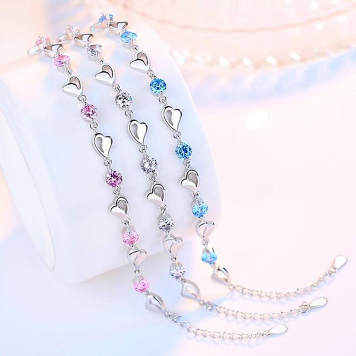 Silver Heart-Shaped Bracelet - Eloria-Pink-State of Style